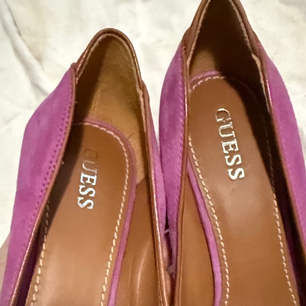 Guess Chic Pink and Brown Peep Toe Heels - Picture 6 of 7